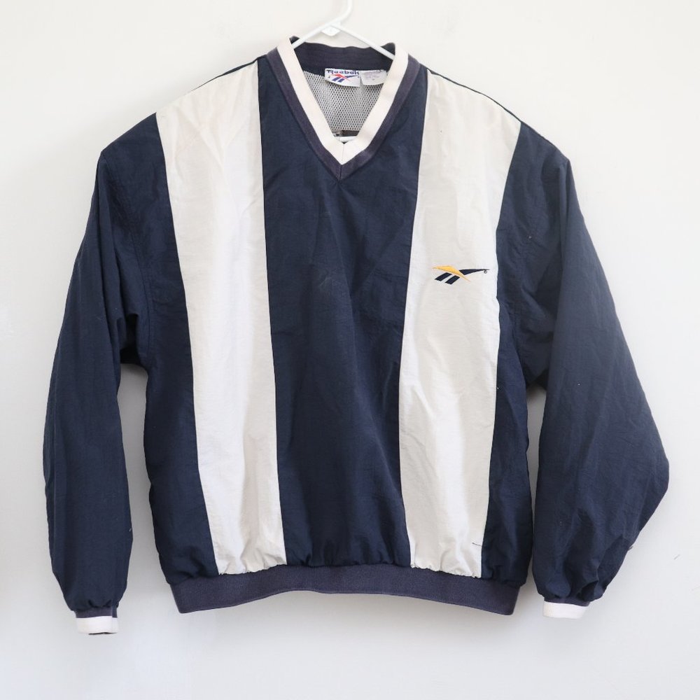 90s Reebok Navy Windbreaker Pullover M